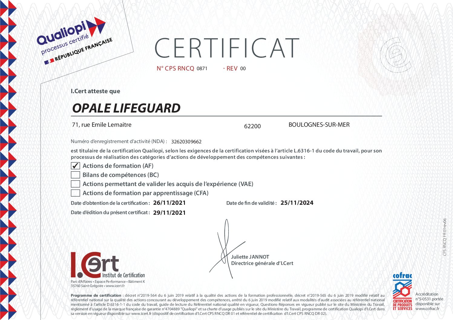 Certification QUALIOPI